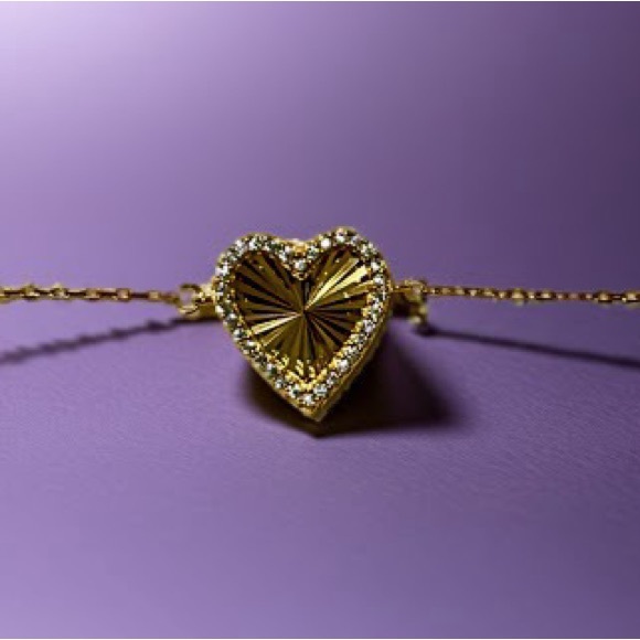 Rachel Zoe - Women's Sterling Silver plated Gold Heart 7” bracelet. - Picture 2 of 4